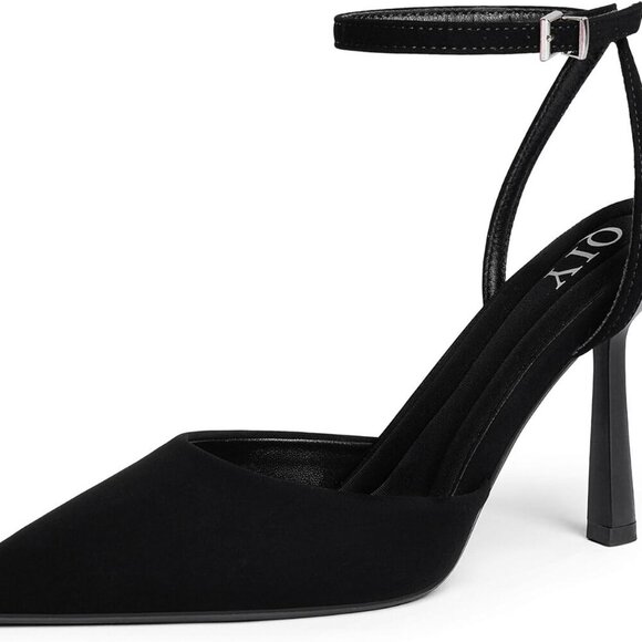 Shoes - Women Closed Toe Ankle Strap Heels Pumps Pointed Toe Stiletto Dress Shoes
